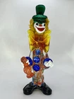 Vintage Murano Hand Blown Art Glass Clown Hat Green Red Figurine 8” SM CHIP BOOT