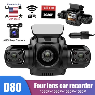4 Cameras Car Dash Cam GPS+WiFi+WDR Infrared Night Vision driving Video Recorder