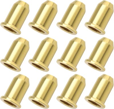 12pcs Guitar String Ferrules Caps Mounting Buckle Through Gold 