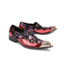 Men's Patchwork Floral Pointed Toe Shoes Dress Formal Party Wedding Club Casual