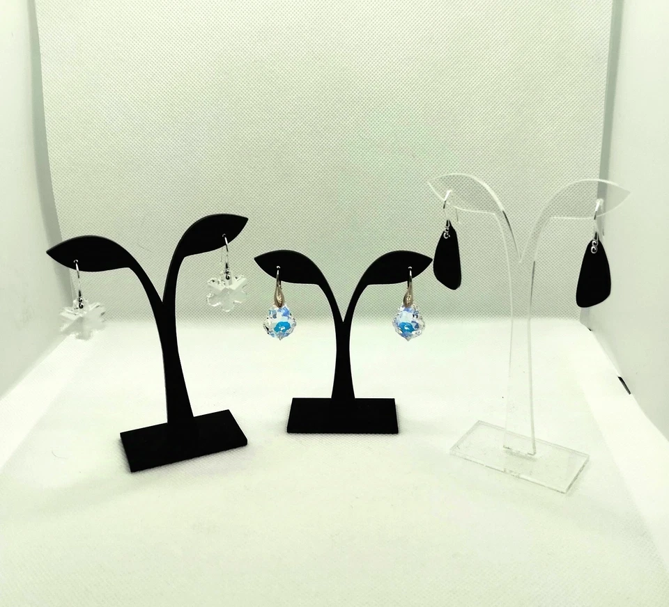 Orecchini Pendente Cristallo Swarovski Vari Colori Con Gancio Placcato Argento - Immagine 2 di 4