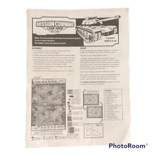 Game Parts Pieces Mission Command Land 2003 MB Replacement Instructions Rules - Picture 1 of 4