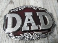 DAD Siskiyou Belt Buckle Co. 1987 Red Enameled Inscription, USA Made Vintage