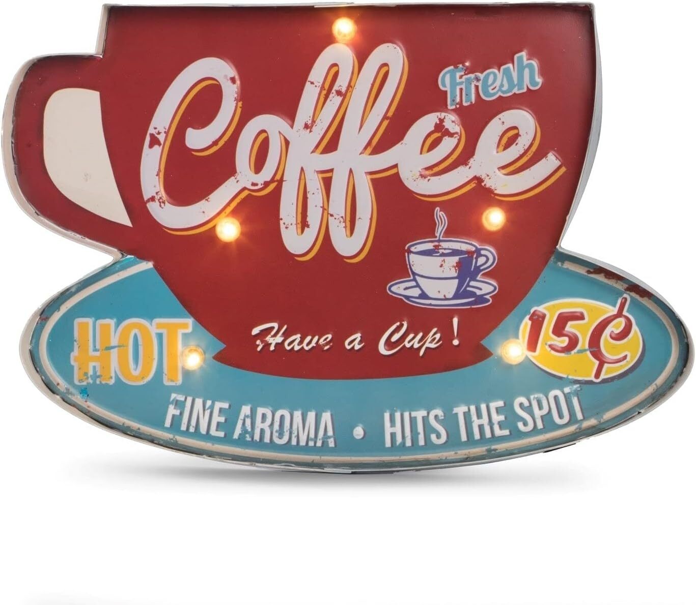 Bey-Berk LED Coffee Sign - Wall Decor or Tabletop Display with Lights
