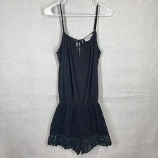 VaVa by Joy Han Romper Women's Size Small S Black Spaghetti Strap Eyelet Lined