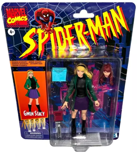 Marvel Legends GWEN STACY 6" Figura Libro de Texto Accesorio! Spiderman retro animado