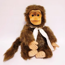 Vintage Hosung Chimpanzee Monkey Plush Hand Puppet Flocked Face Squeaker 1994