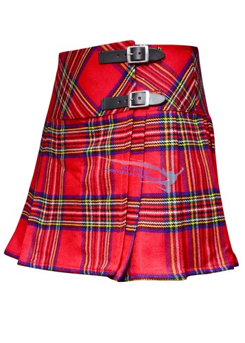 Ladies Womens Tartan Pleated Billie Kilt Skirt Leather Buckled Straps  - Picture 2 of 34