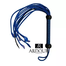 Real Cowhide Leather Cat O' Nine Tails Flogger Blue & Black