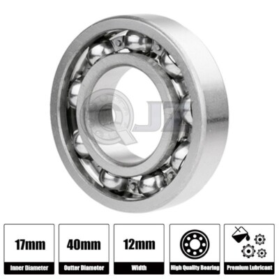 1x 6203-OPEN Ball Bearing 17mm x 40mm x 12mm QJZ Brand NEW [ Stainless Steel]