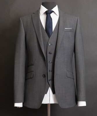 Tom Percy Grey 3 Piece Suit British Tailoring Wool 46R W40 L31 RRP £369.99