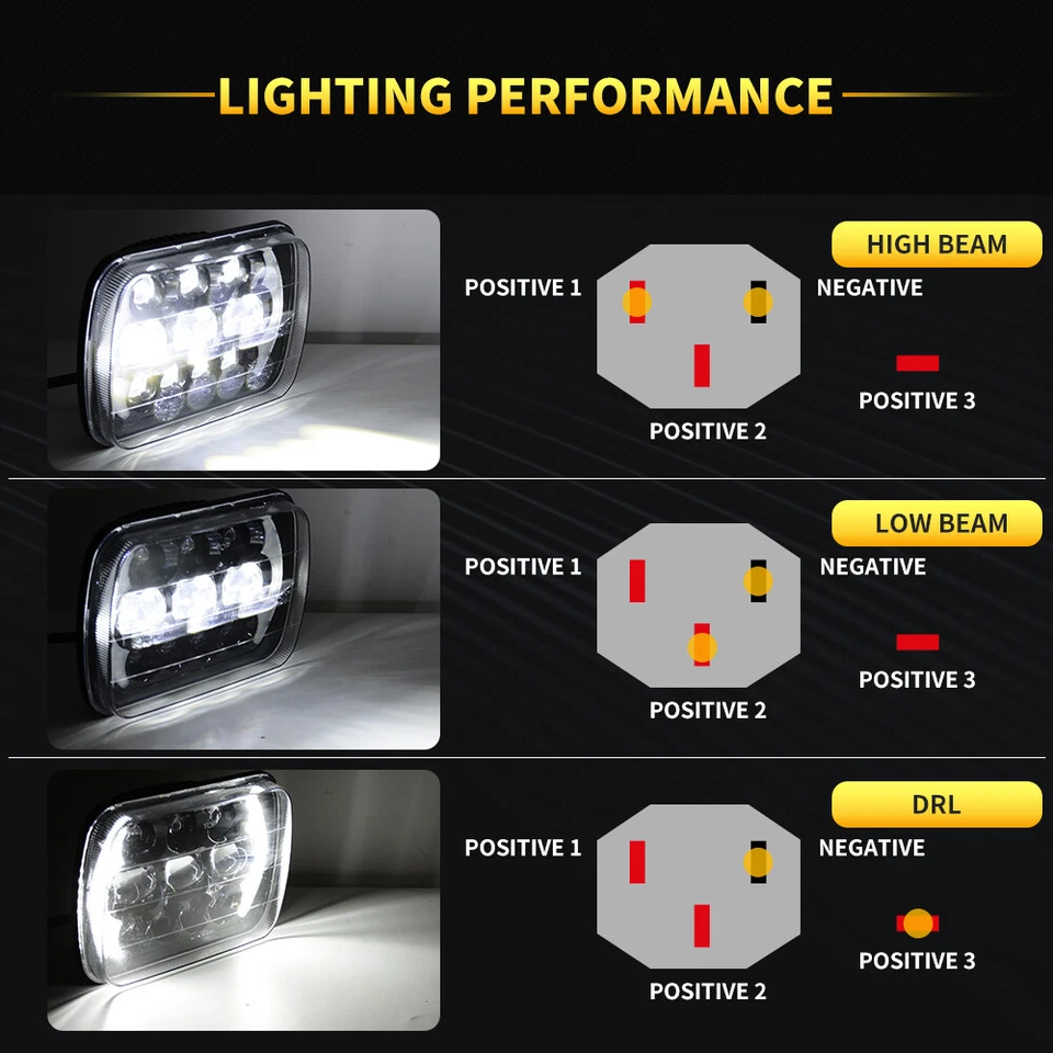 Pair 7x6'' 5x7'' LED Headlights DRL Beam W/Adapters For  Holden Rodeo 1998-2003 - image 4 of 4