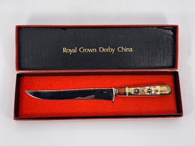 Royal Crown Derby China Traditional Imari Serrated Knife With Box