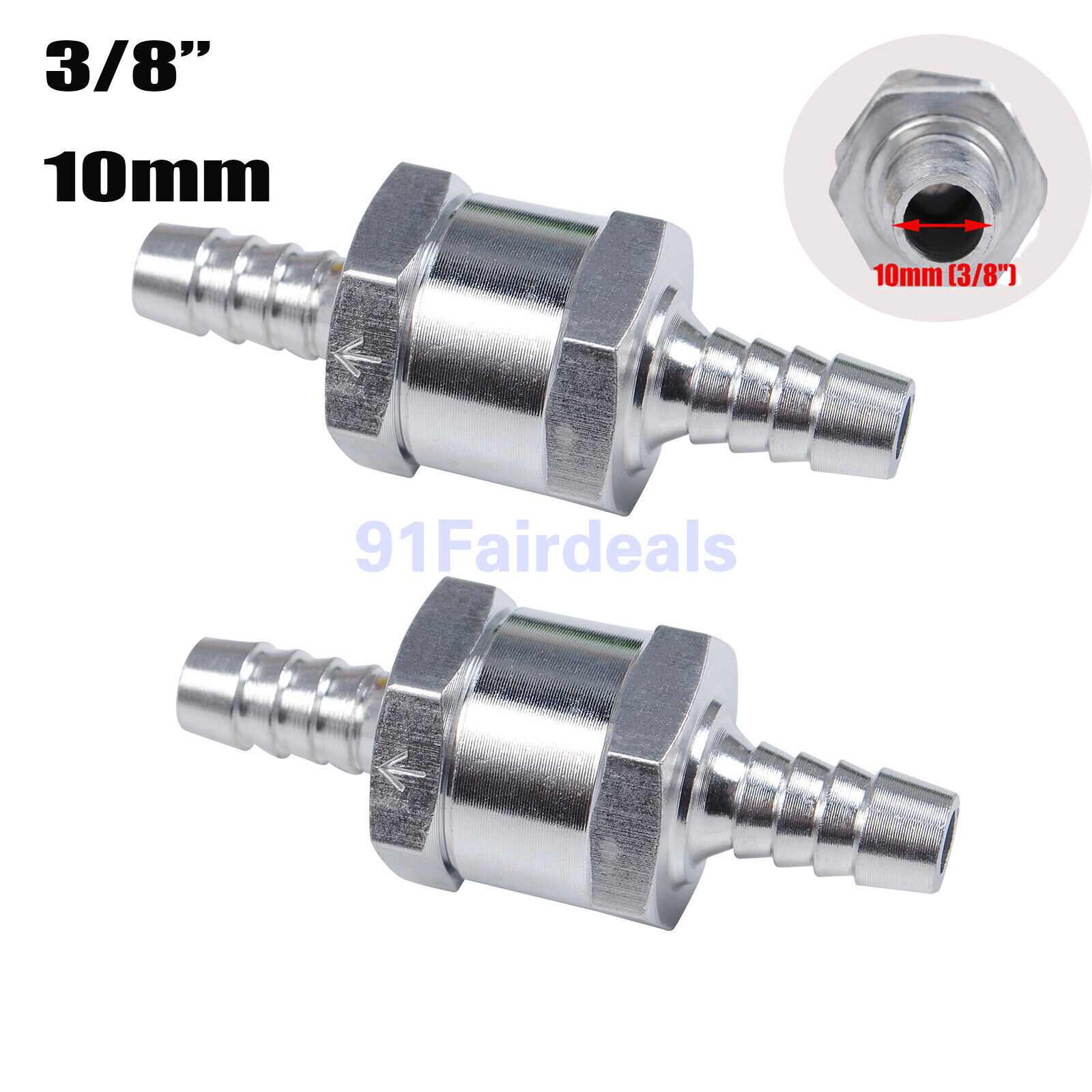 3/8" Fuel Check Valve One Way Inline Non Return Diesel Gasoline Black 10mm 2Pcs
