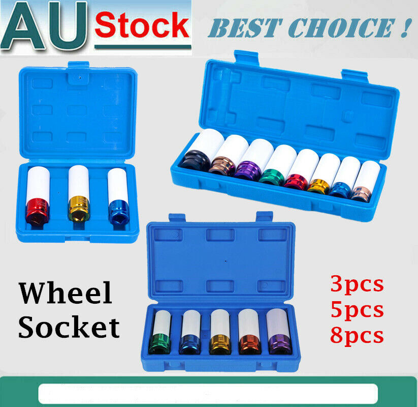3-8Pcs 1/2" Drive Wheel Protector Deep Impact Socket Set Lug Nut Socket Set