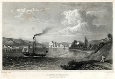 1840 Steel Engraving LUDWIGSHAFEN on LAKE CONSTANCE old German antique print 