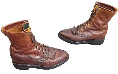 Justin Original Men's Work Boots Lacer Kiltie 0762 Brown Size 7D