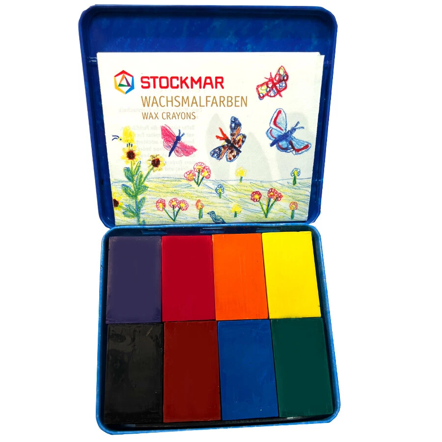 Stockmar Wachsmalblöcke 8 Farben im Mtall Etui Wachsmaler Wachsmal Schul Farben