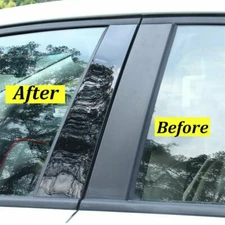 Black Pillar Posts for Honda Civic 2006-2011 6pc Set Door Trim Cover Window Kit