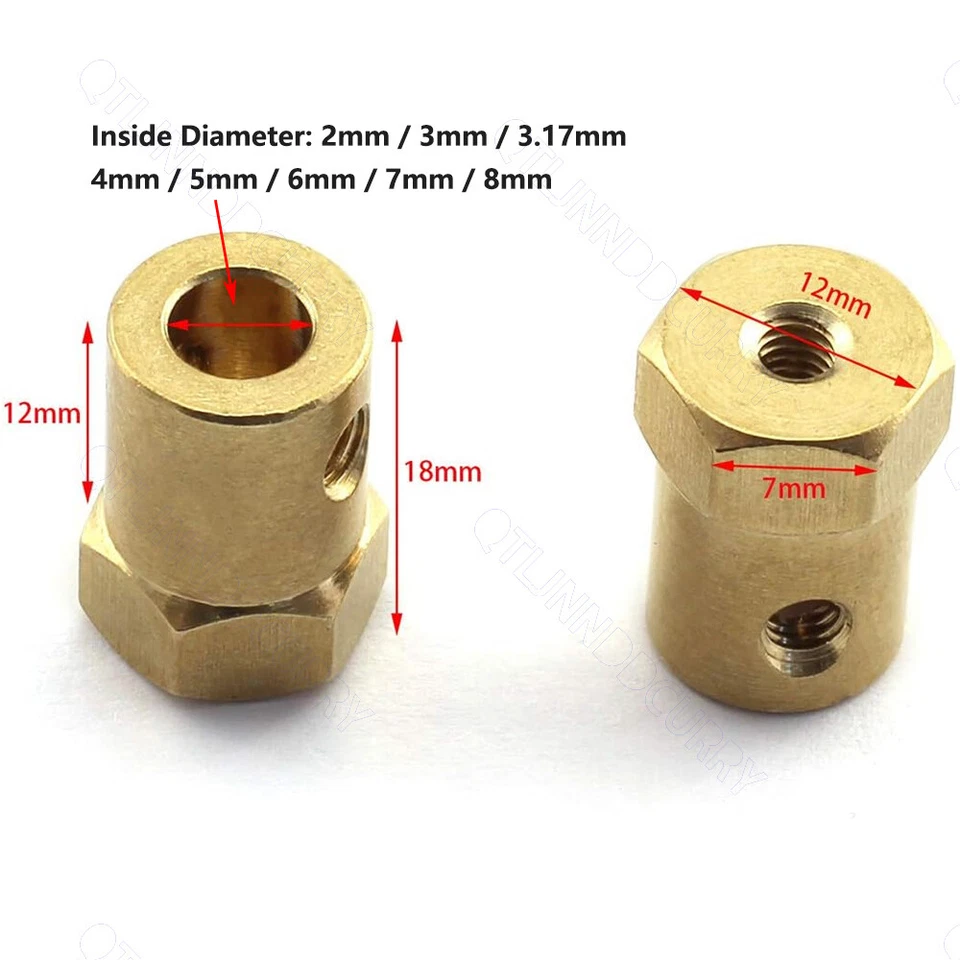 2mm-8mm 45# Steel/Brass Hex Motor Shaft Coupling Joint Coupler For RC Model DIY - Image 2 of 4