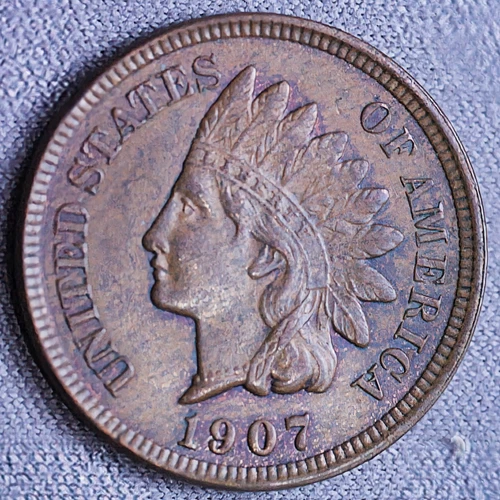 1907 Indian Head Cent Choice Uncirculated Philadelphia Mint Coin - 4 Diamonds!