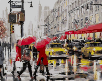 Malen nach Zahlen für Erwachsene, Straßen von New York Leinwand Acryl Gemälde UK COMP