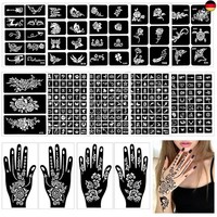 Henna Schablonen, 247 StüCk TemporäRe Henna Tattoo Schablonen, 14 BläTter Henna