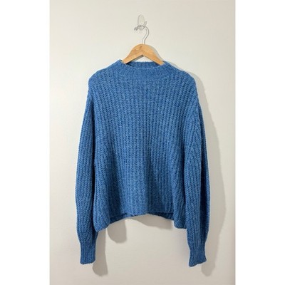 Happy X Nature blue thick knit oversized wool blend sweater (small)