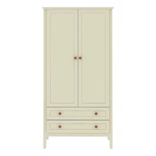 Manhattan Comfort Crown 2-Drawer Wood Full Wardrobe Armoire in Off White
