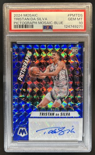 2024-25 Mosaic Tristan da Silva Mosaic Pictographs RC Blue Auto #/35 PSA 10