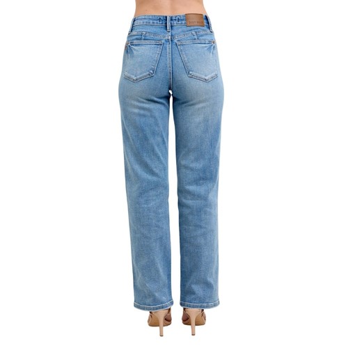 Judy Blue Mid Rise Tummy Control Vintage Wash Straight Leg Jeans dla kobiet - Zdjęcie 2 z 6