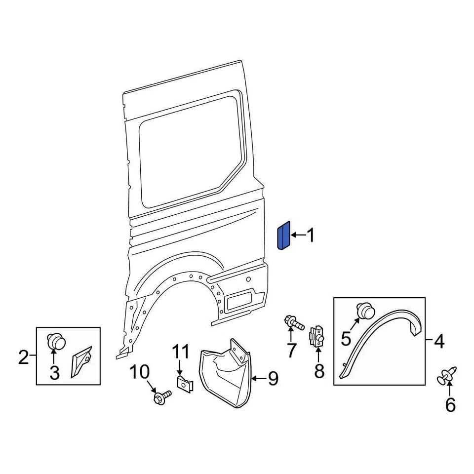 For Ford Transit-350 HD 2015-2019 Ford BK3Z6129397FA Rear Left Body Trim Molding Foto 2 de 3