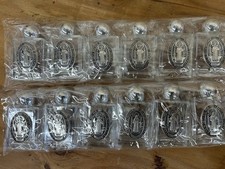 Set of 12 x Glass Holy Water Bottle 0.5 floz with Silver Top -saint Benedict