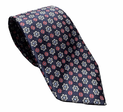 Altea Milano 100% Silk Neck Tie Floral Navy Red 3.5'' W | 56'' L