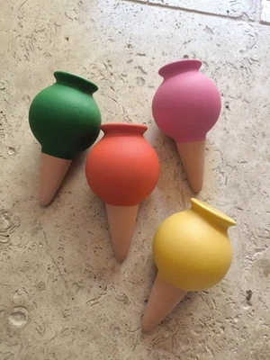 Globes d’arrosage  multicolores x4, Lot De 4 Ollas Oyas En Terre Cuite - Photo 1/4