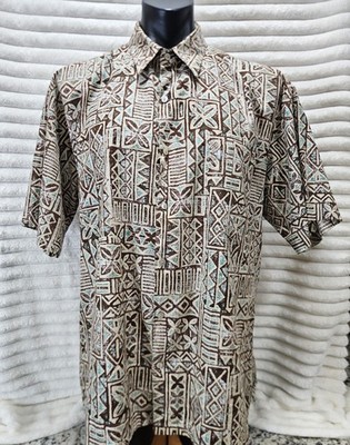 Tori Richard Men s Hawaiian Shirt Loose Fit Brown/Green Tone Colors Size XL