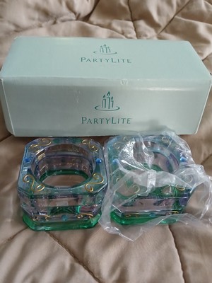 PartyLite Mardi Gras Tealight Candle Holder Pair P7271 New