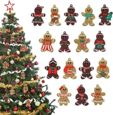 16 Pcs Gingerbread Man Ornaments for Christmas Tree, Soft Silicone Christmas Dec
