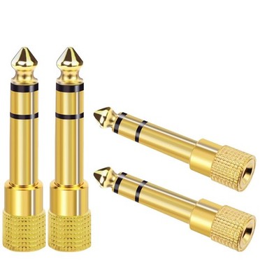 SHERAF 6.35mm 1/4 Male to 3.5mm 1/8 Female Stereo Headphone Adapter 4 Gold 