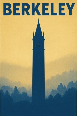 Berkeley Campanile Poster - Iconic Landmark Art Print  ️   - 24x36  200gsm