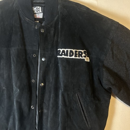 Raiders Football Varsity Letterman Jacket With Suede Sleeves By G-III Carl Ba XL - Picture 3 of 14