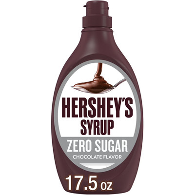 HERSHEY'S Zero Sugar Chocolate Syrup Bottle, 17.5 oz