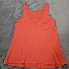 Three Dots Jersey Tank Women's M Medium Gym Loose Flounce Salmon Made In USA
