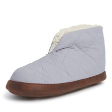 Dearfoams Women's Heritage Warm Up Bootie Slipper, Sleet, Medium
