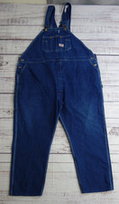 Round House Blue Denim Carpenter Overalls Jeans Button Fly Mens 56"x32"