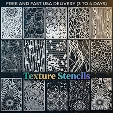 12 Pcs Abstract Geometric Texture Stencils for Painting, Mixed Stencils