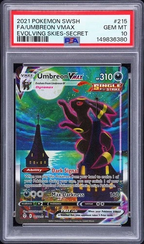 2021 Pokémon SWSH FA/UMBREON VMAX Evolving Skies Secret #215 10