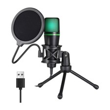Portable USB Plugs and Play Computer Microphones RGBs Gains Control Shock Mount