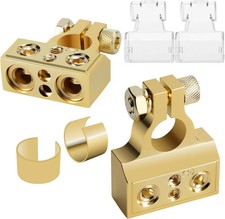 2X Car Battery Terminal Clamp Post 0/4/8/10 GA AWG Gauge Positive Negative Port