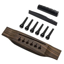 6 String Rosewood Acoustic Guitar Bridge Saddle Nut Pins Set with Six Pin Black